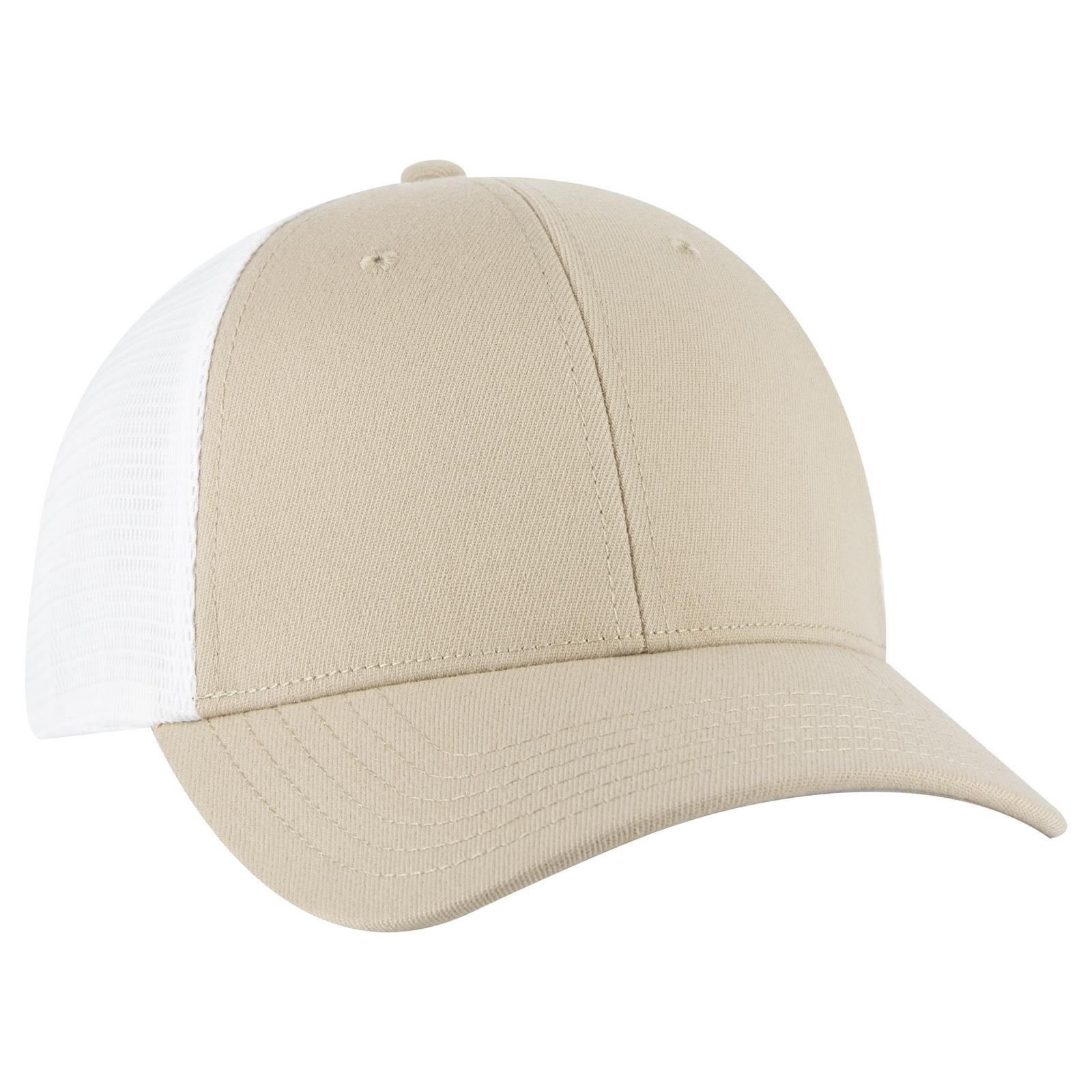 Right View of 3216 - Kha/Wht OTTO CAP "OTTO FLEX" Fitted 6 Panel Low Profile Mesh Back Trucker Hat