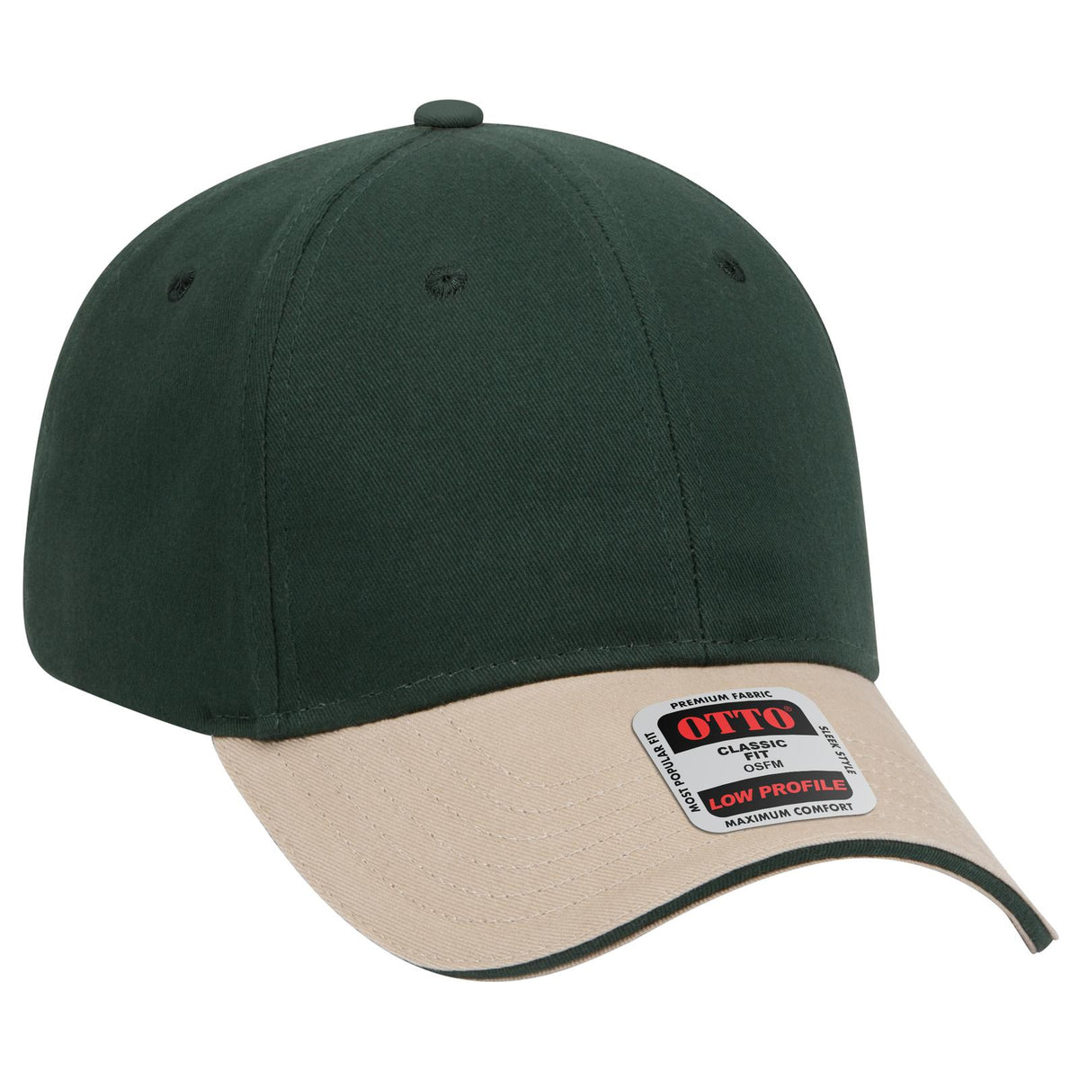 Right View of 321717 - Kha/Dk.Grn/Dk.Grn OTTO CAP 6 Panel Low Profile Baseball Cap
