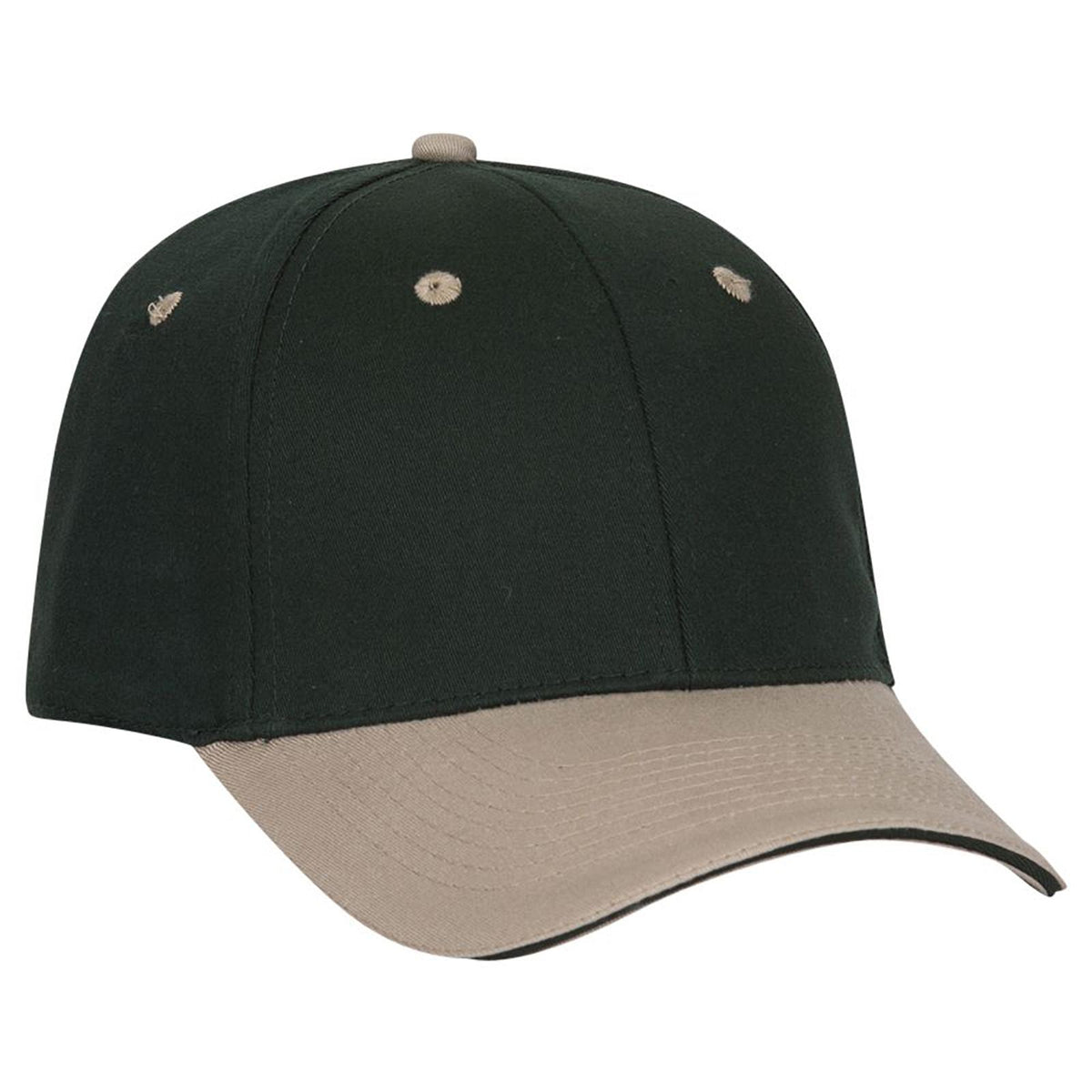 Right View of 321717 - Kha/Dk.Grn/Dk.Grn OTTO CAP "OTTO FLEX" Fitted 6 Panel Low Profile Baseball Cap
