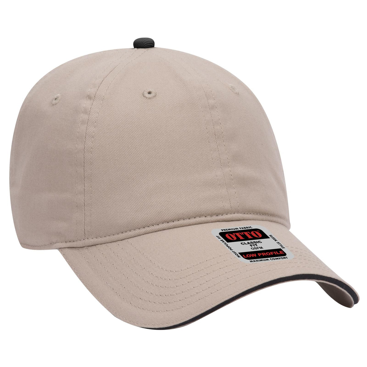 Right View of 323203 - Kha/Kha/Blk OTTO CAP 6 Panel Low Profile Baseball Cap