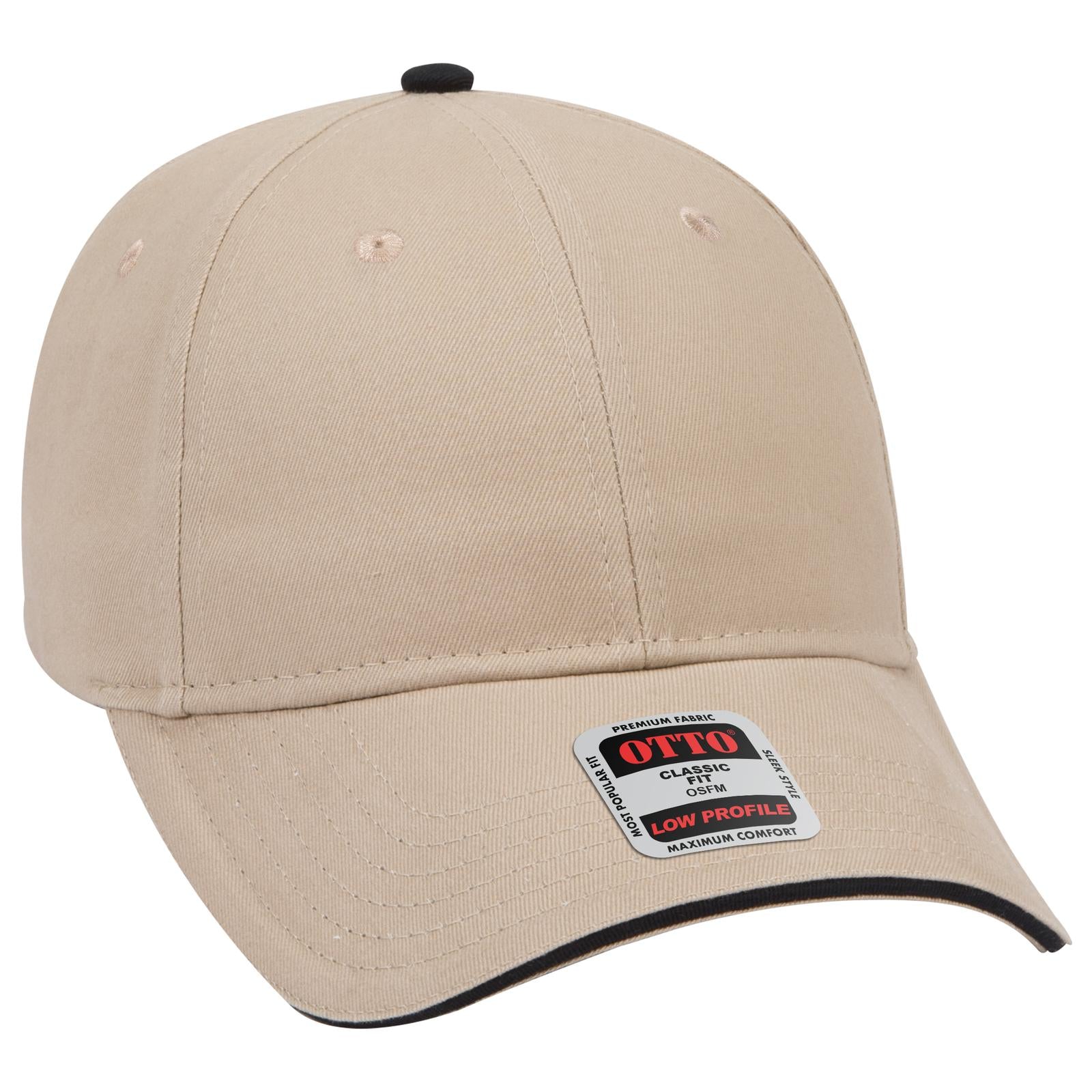 Right View of 323203 - Kha/Kha/Blk OTTO CAP 6 Panel Low Profile Baseball Cap