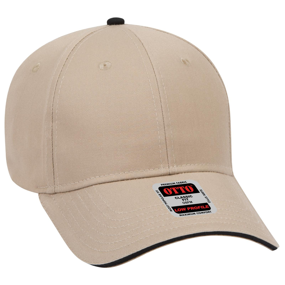 Right View of 323203 - Kha/Kha/Blk OTTO CAP 6 Panel Low Profile Baseball Cap