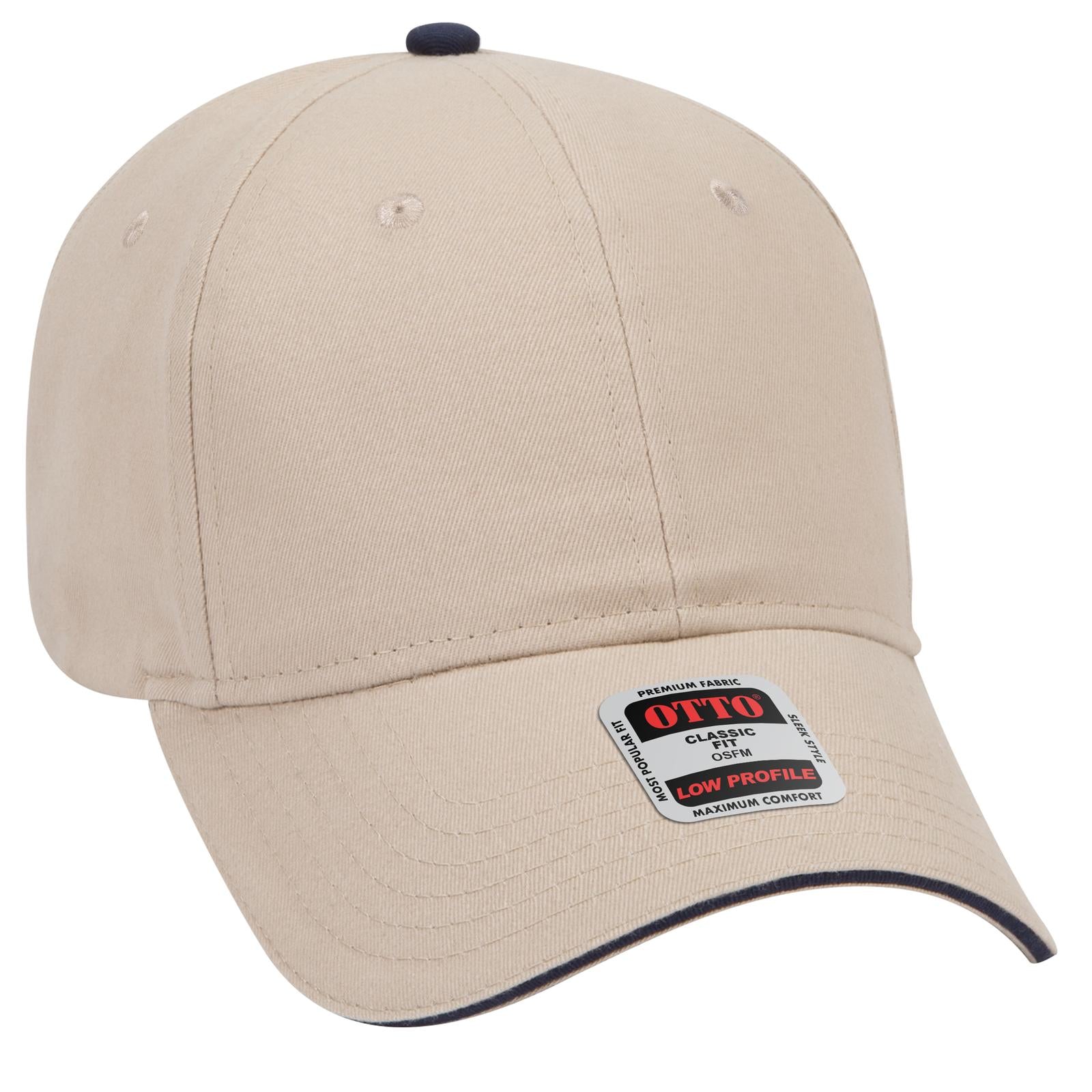 Right View of 323204 - Kha/Kha/Nvy OTTO CAP 6 Panel Low Profile Baseball Cap