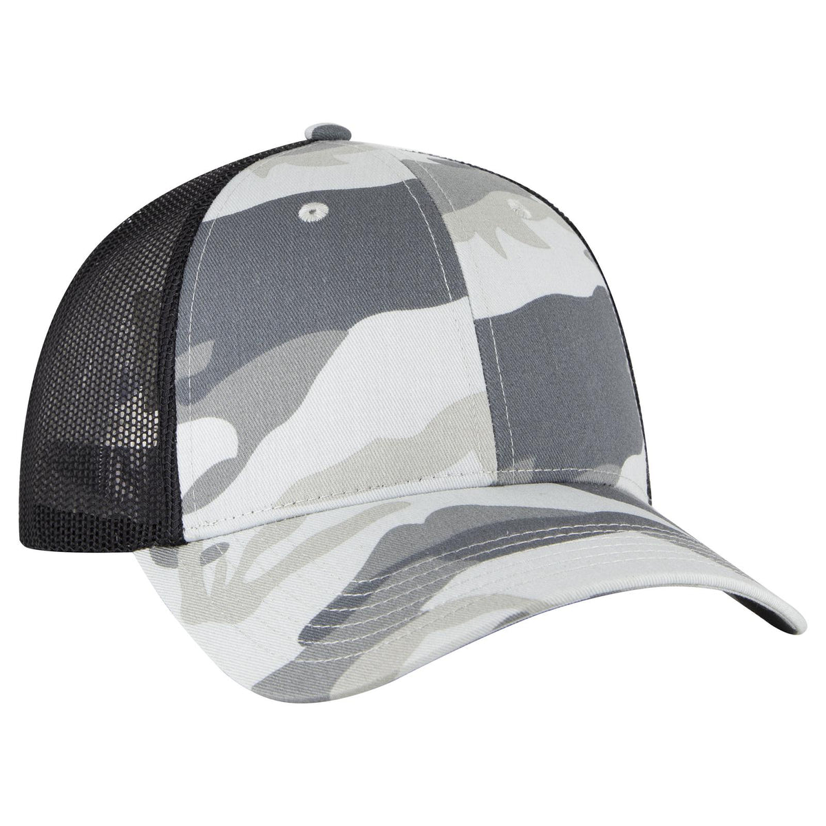 Right View of 351403 - St.Gry/Gry/Blk OTTO CAP Camouflage 6 Panel Low Profile Mesh Back Trucker Hat