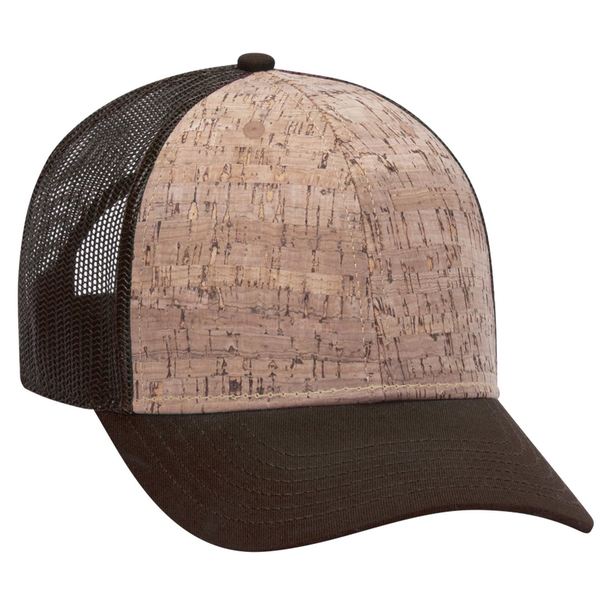 Right View of 3911239 - D.Brn/Cork/D.Brn OTTO CAP 6 Panel Low Profile Mesh Back Trucker Hat
