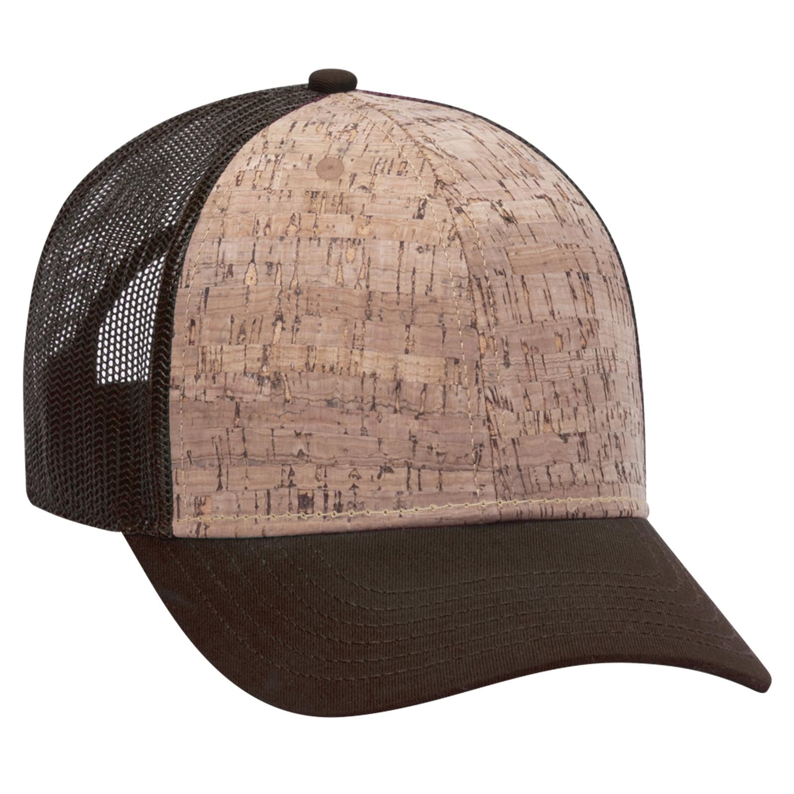 Front View of 3911239 - D.Brn/Cork/D.Brn OTTO CAP 6 Panel Low Profile Mesh Back Trucker Hat