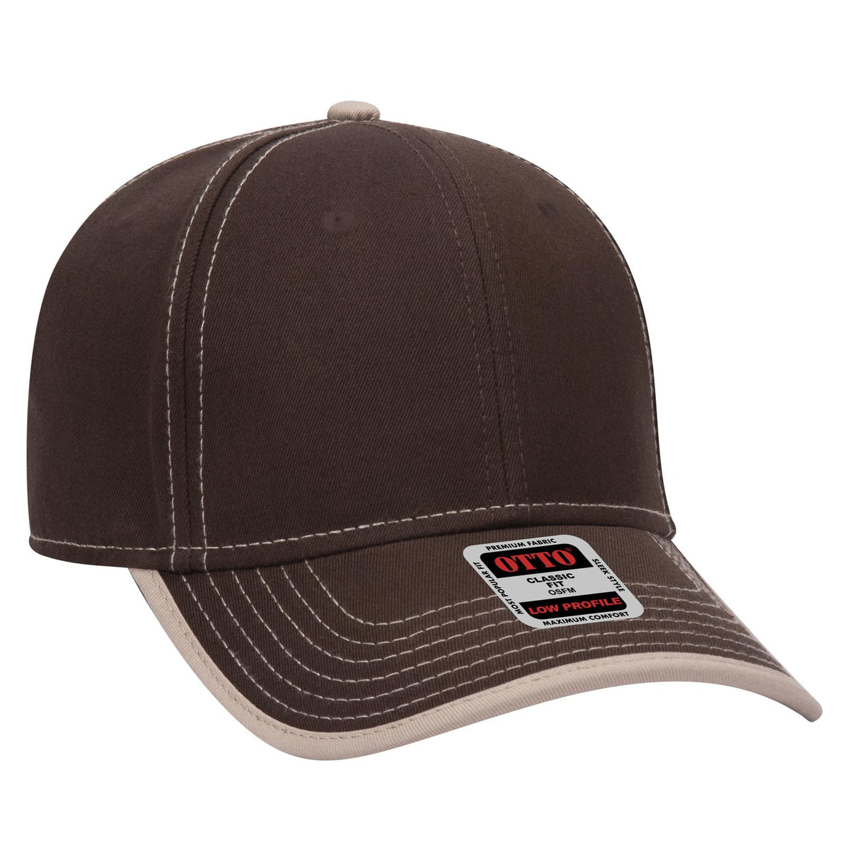 Right View of 3932 - Dk.Brn/Kha OTTO CAP 6 Panel Low Profile Baseball Cap