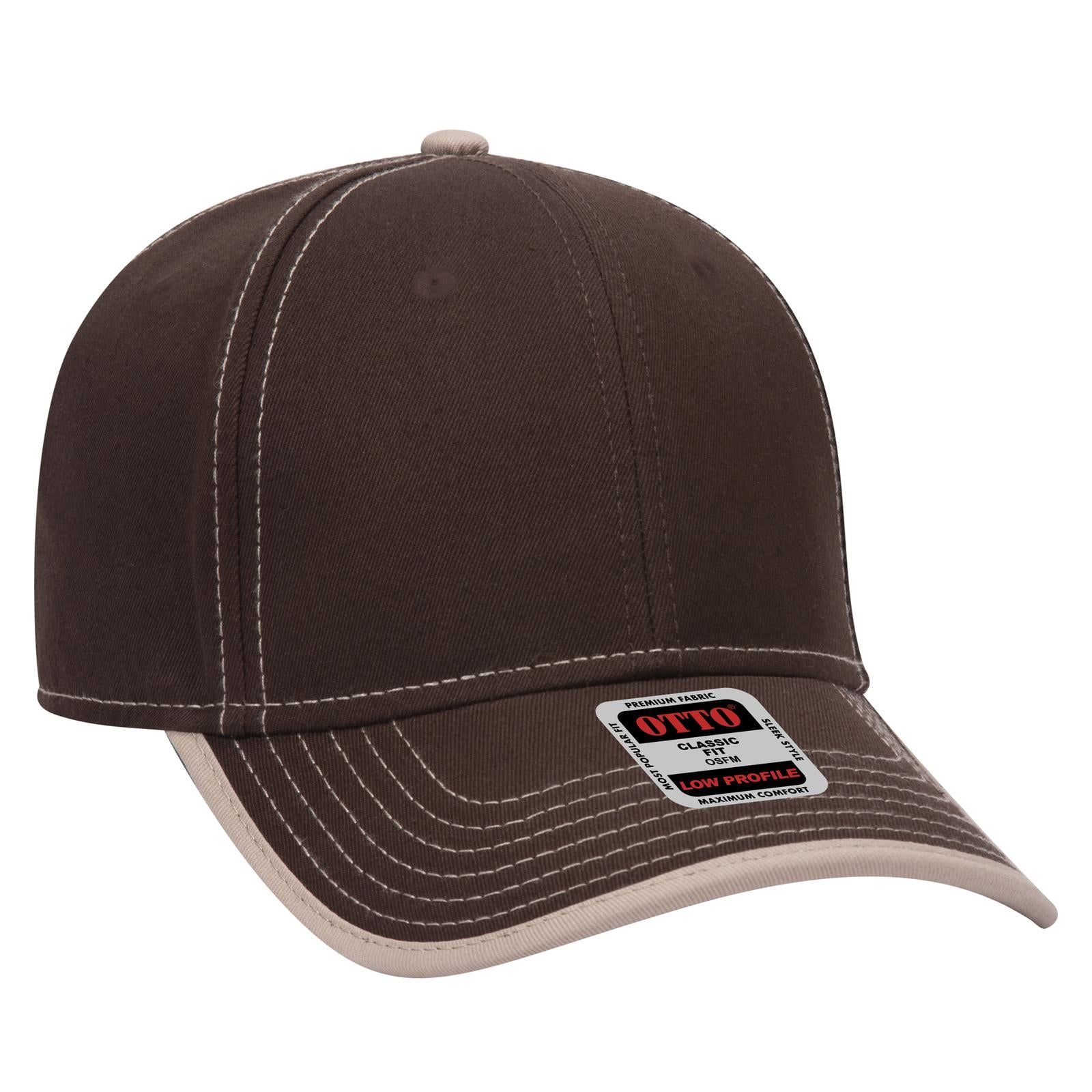 Right View of 3932 - Dk.Brn/Kha OTTO CAP 6 Panel Low Profile Baseball Cap