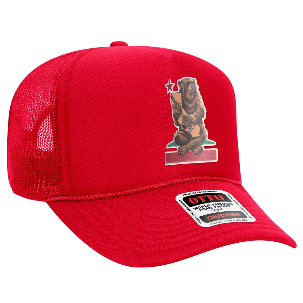 Right View of 421642 - H.Pnk/Wht/H.Pnk OTTO CAP 5 Panel Mid Profile Mesh Back Trucker Hat