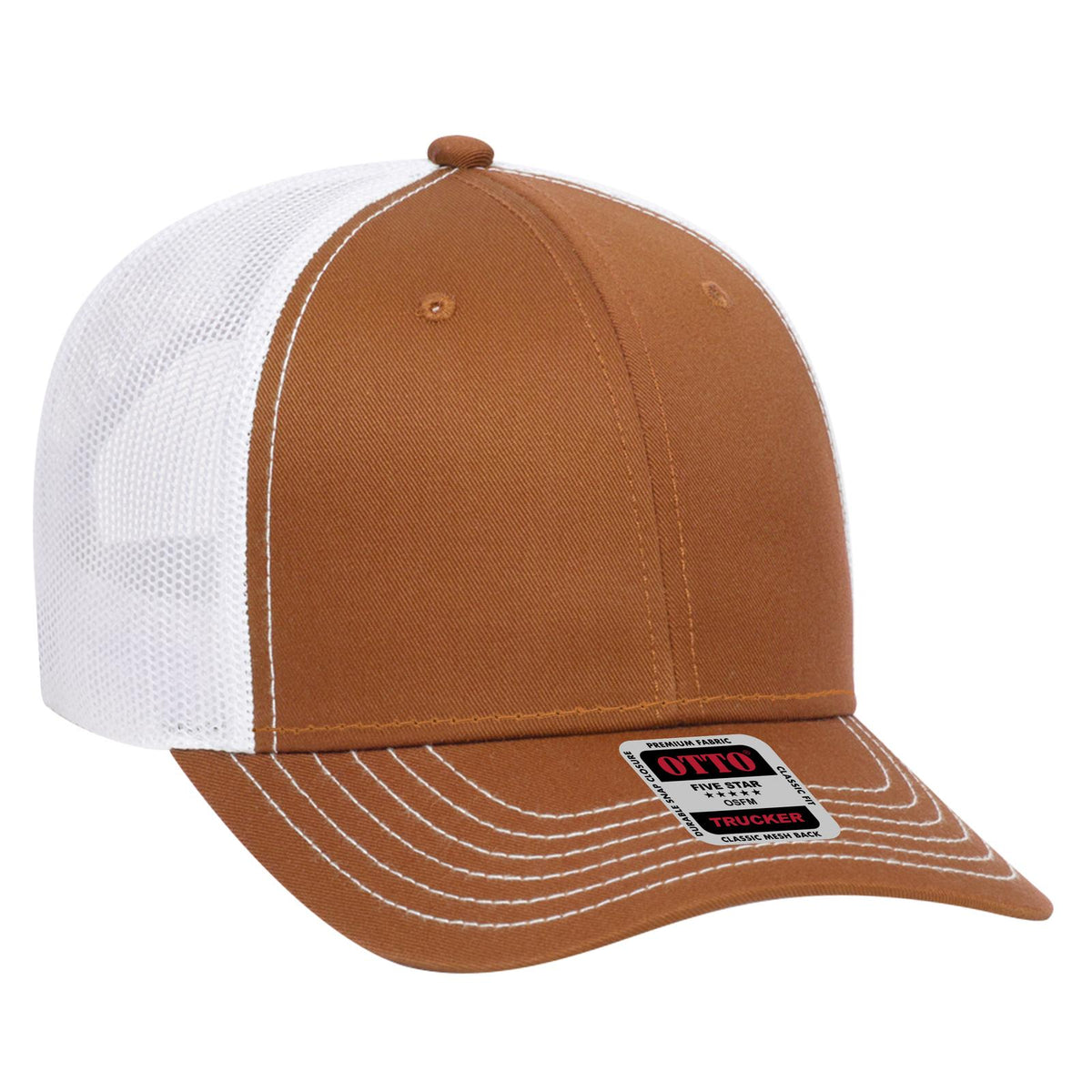 Right View of 444416 - Tx Org/Tx Org/Wht OTTO CAP 6 Panel Low Profile Mesh Back Trucker Hat