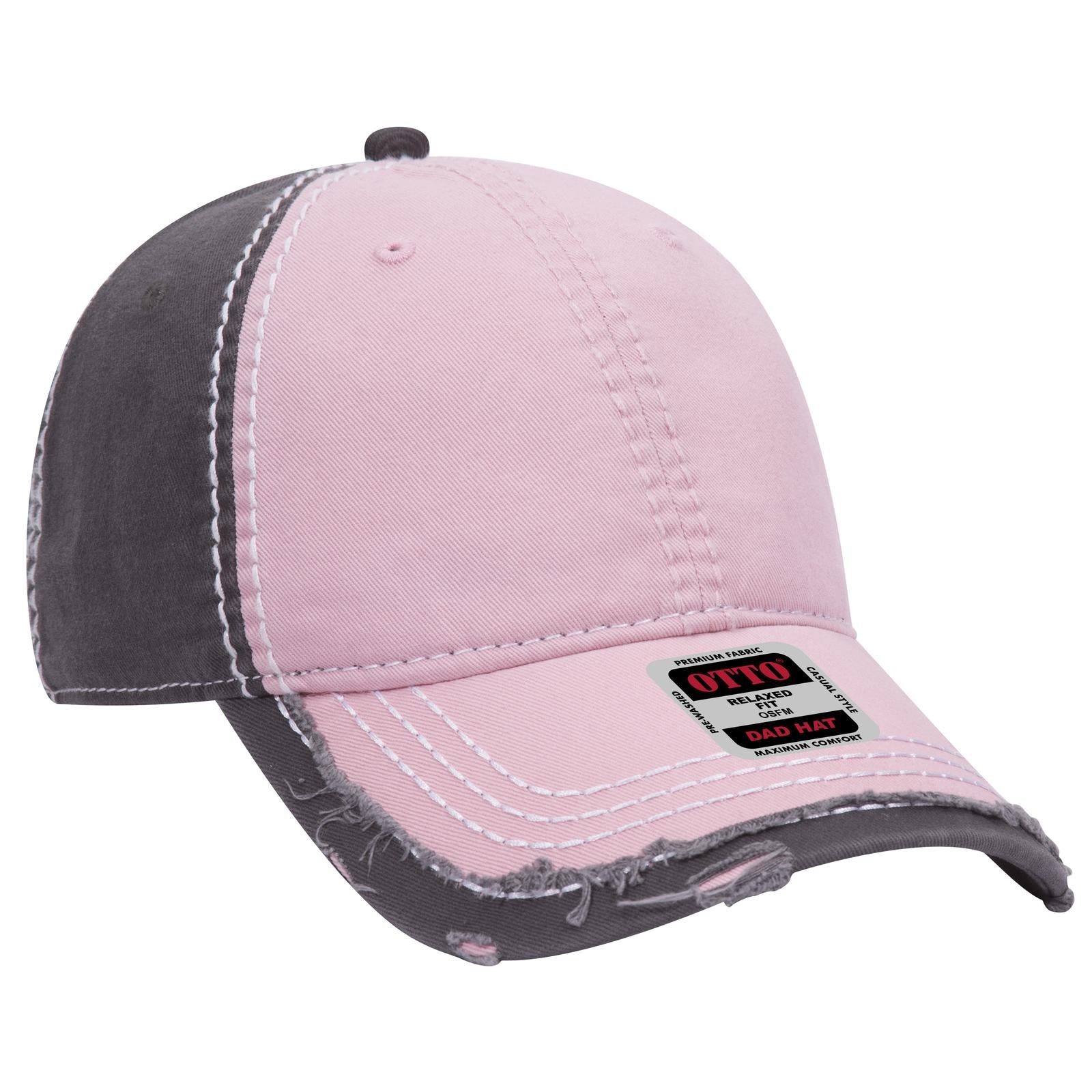 Front View of 505025 - Pnk/Pnk/Ch.Gry OTTO CAP 6 Panel Low Profile Dad Hat