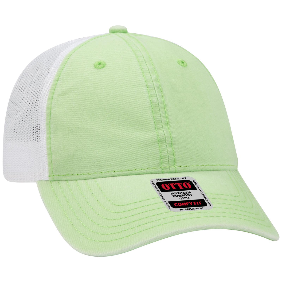 Right View of 666616 - Lime/Lime/Wht OTTO CAP "OTTO COMFY FIT" 6 Panel Low Profile Mesh Back Trucker Hat