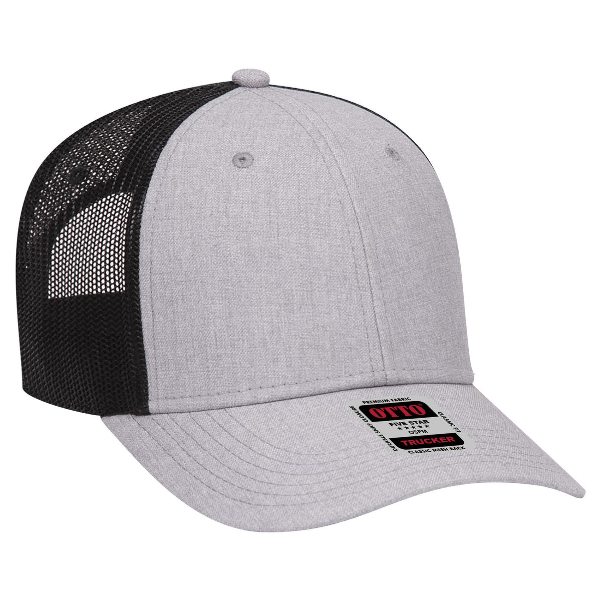 Right View of 747403 - H. Gry/H. Gry/Blk OTTO CAP 6 Panel Low Profile Mesh Back Trucker Hat
