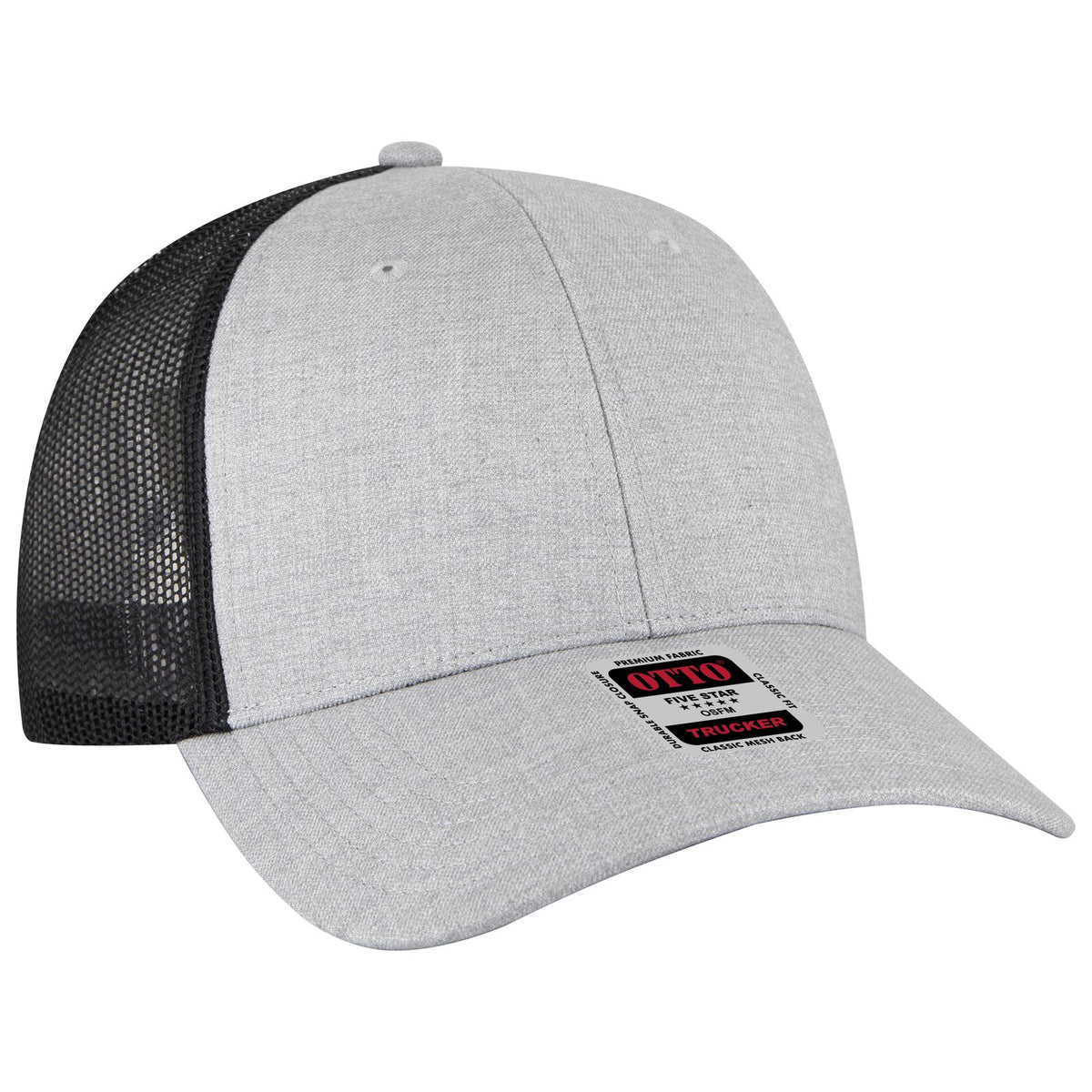 Right View of 747403 - H. Gry/H. Gry/Blk OTTO CAP 6 Panel Low Profile Mesh Back Trucker Hat