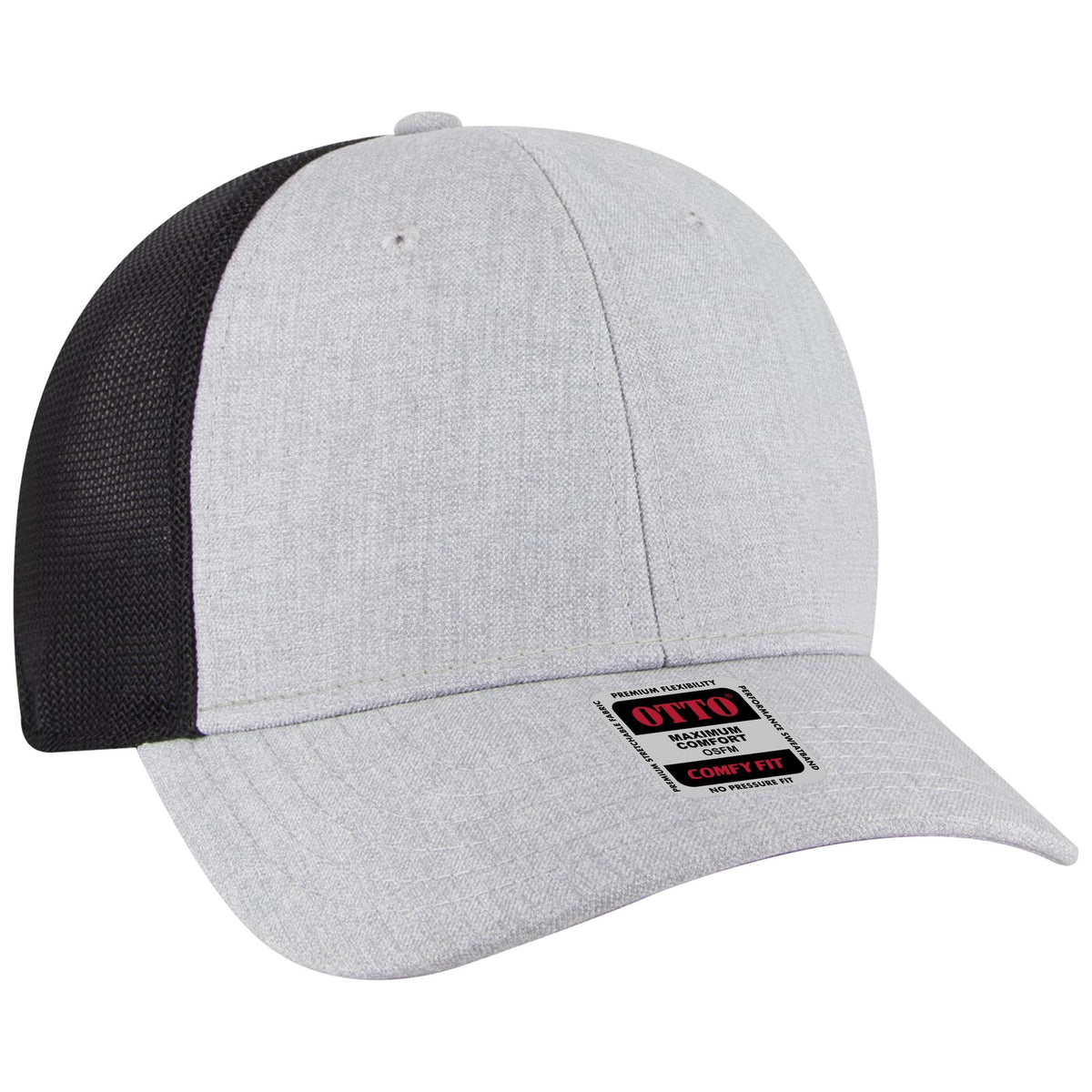 Right View of 747403A - H. Gry/H. Gry/Blk OTTO CAP "OTTO COMFY FIT" 6 Panel Low Profile Mesh Back Trucker Hat