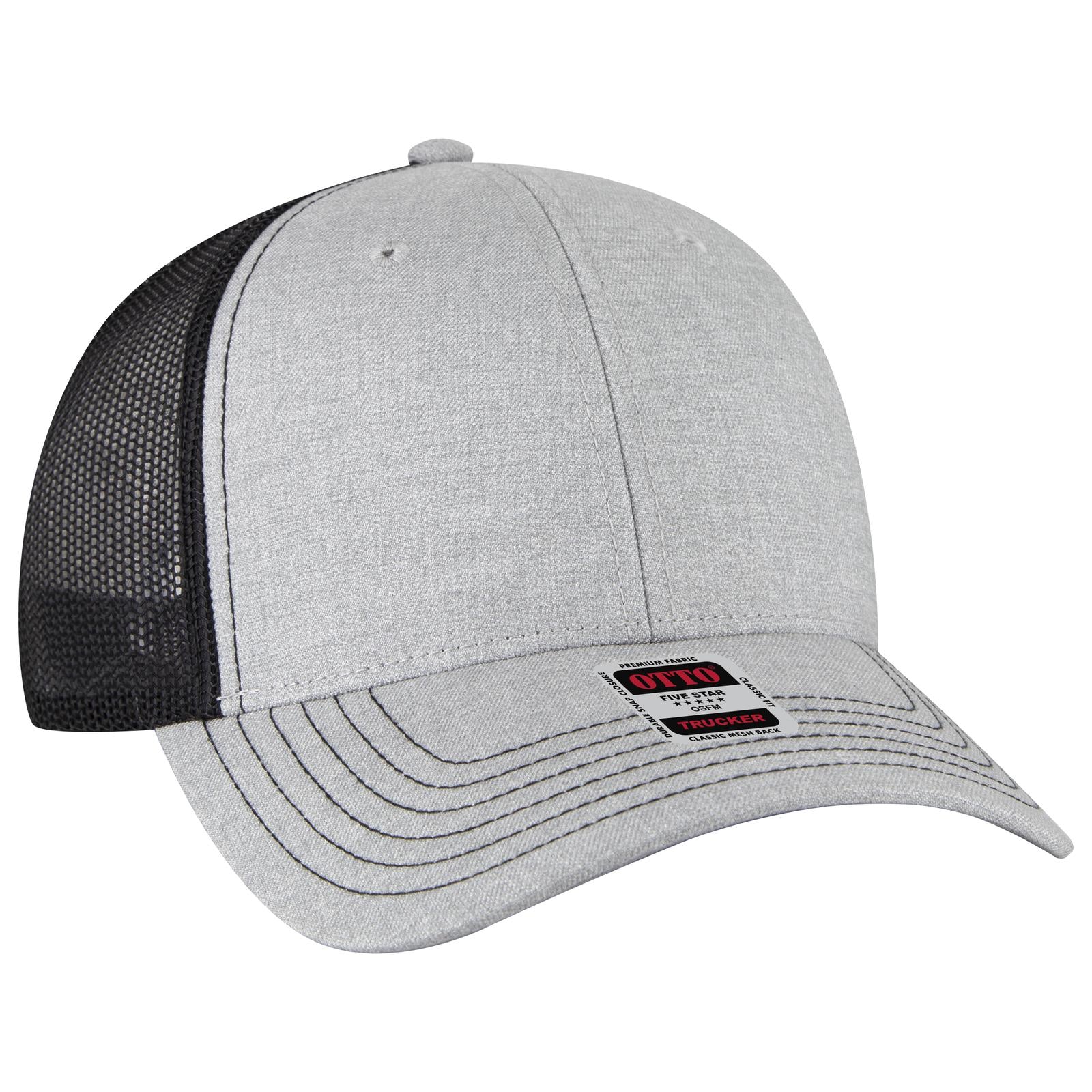 Right View of 747403B - Ht Gry/Ht Gry/Blk OTTO CAP 6 Panel Low Profile Mesh Back Trucker Hat