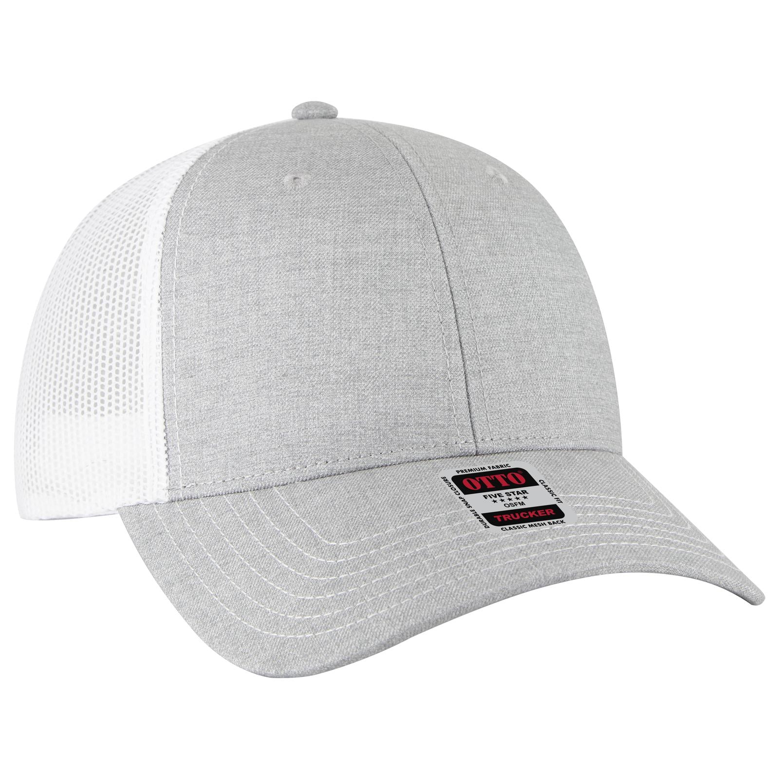 Right View of 747416B - Ht Gry/Ht Gry/Wht OTTO CAP 6 Panel Low Profile Mesh Back Trucker Hat