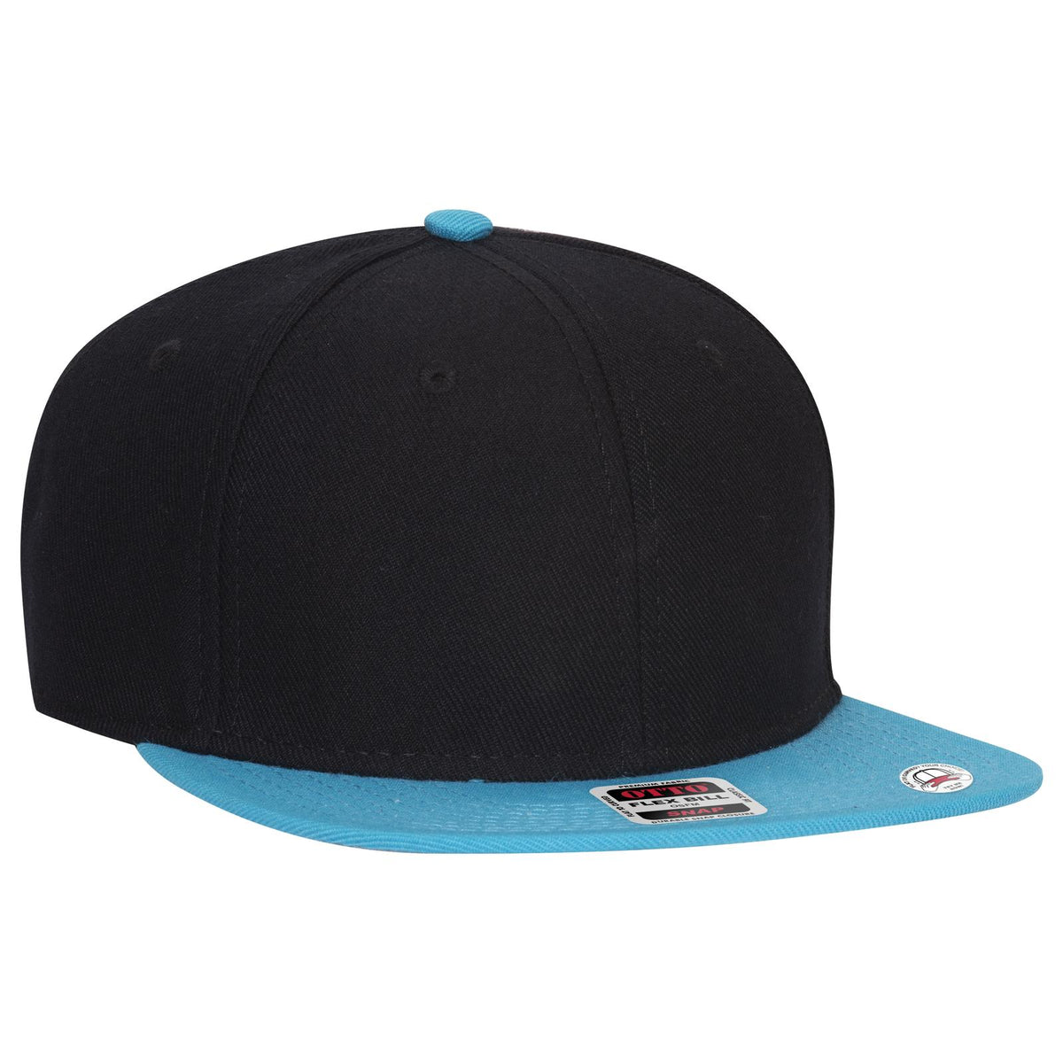 Right View of 970303 - Aqua/Blk/Blk OTTO CAP "OTTO SNAP" 6 Panel Pro Style Snapback Hat
