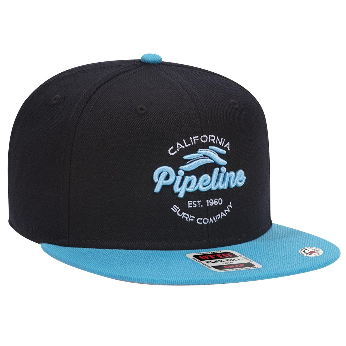 Right View of 970303 - Aqua/Blk/Blk OTTO CAP "OTTO SNAP" 6 Panel Pro Style Snapback Hat