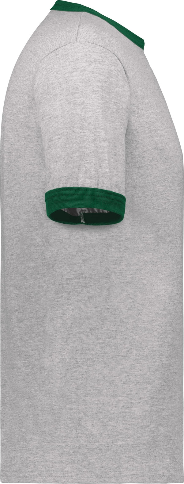 Right View of ATHLETIC HEATHER/DARK GREEN ADULT RINGER T-SHIRT