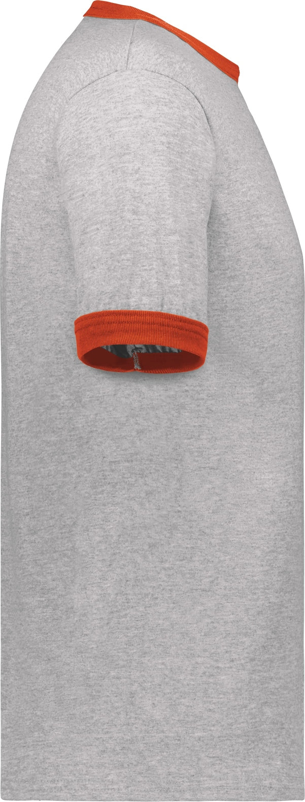 Right View of ATHLETIC HEATHER/ORANGE ADULT RINGER T-SHIRT