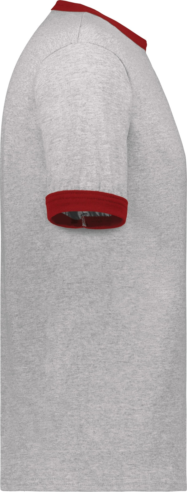 Right View of ATHLETIC HEATHER/RED ADULT RINGER T-SHIRT