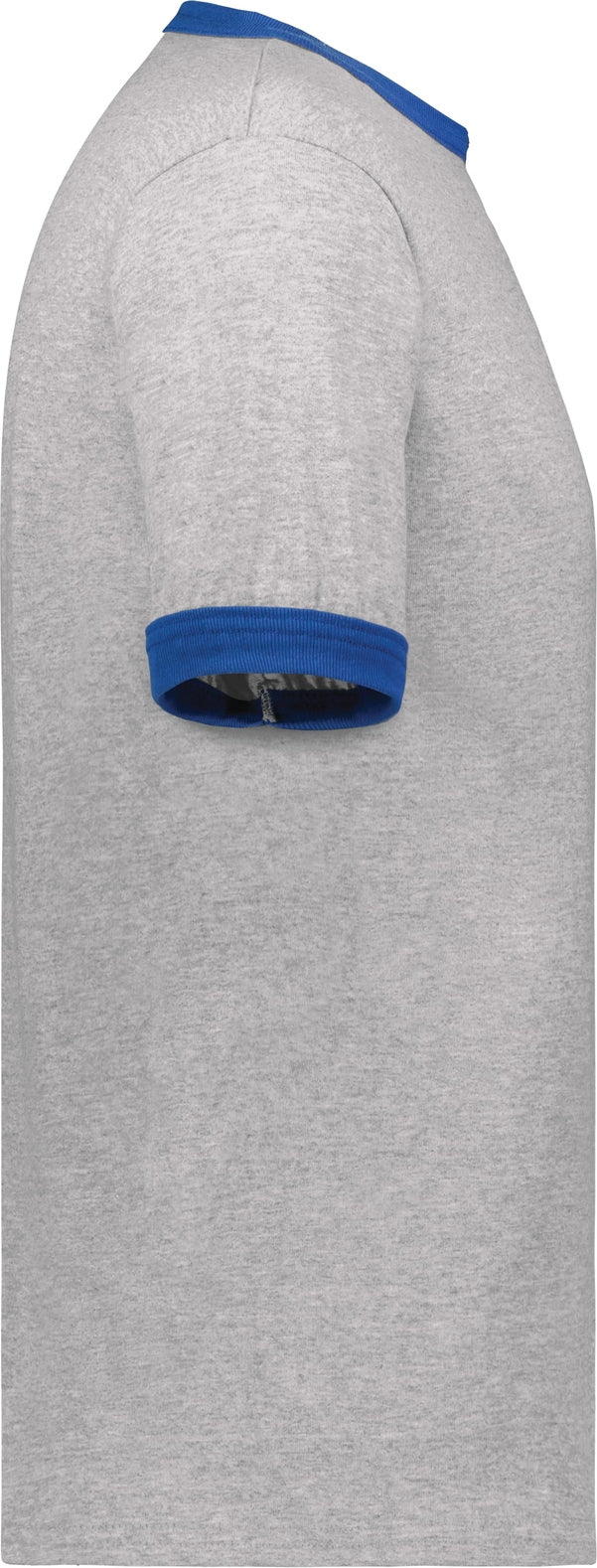 Right View of ATHLETIC HEATHER/ROYAL ADULT RINGER T-SHIRT