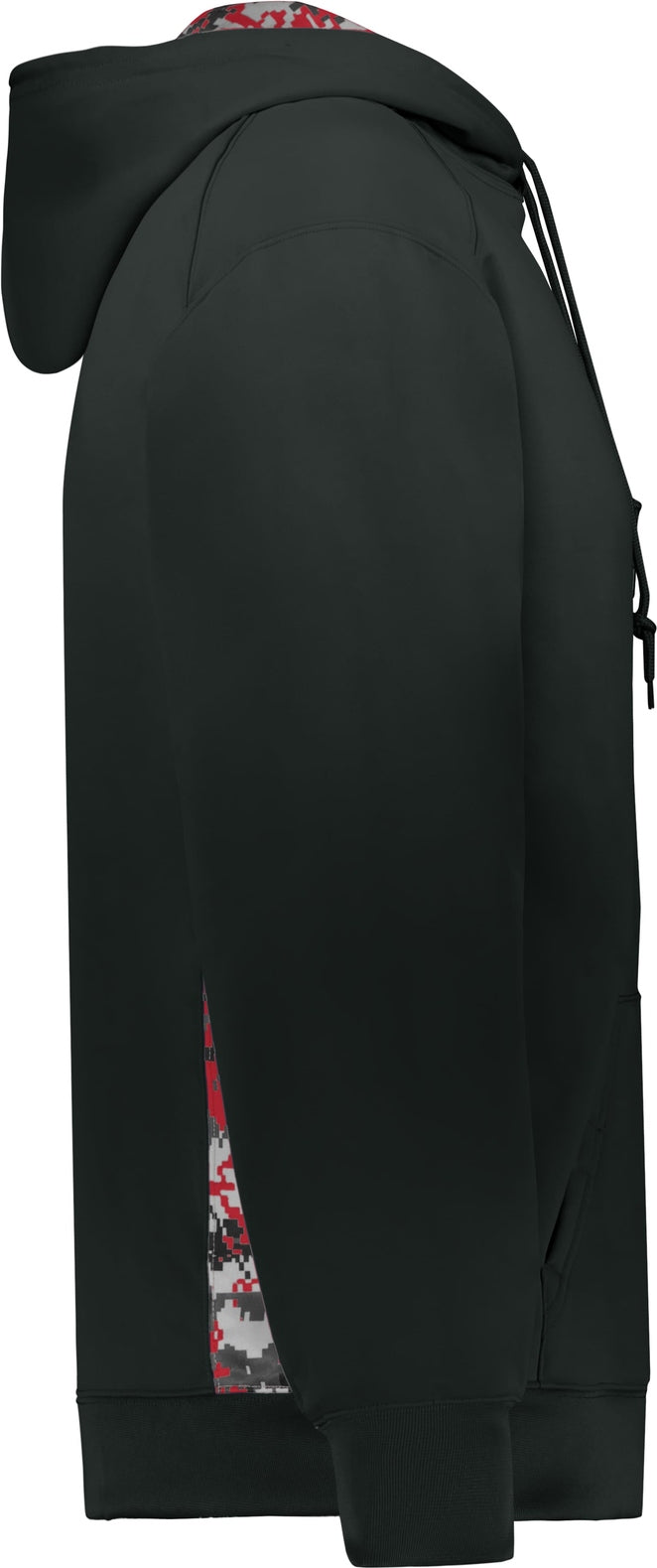 Right View of BA BLACK/RED DIGITAL DIGITAL COLOR BLOCK HOODIE