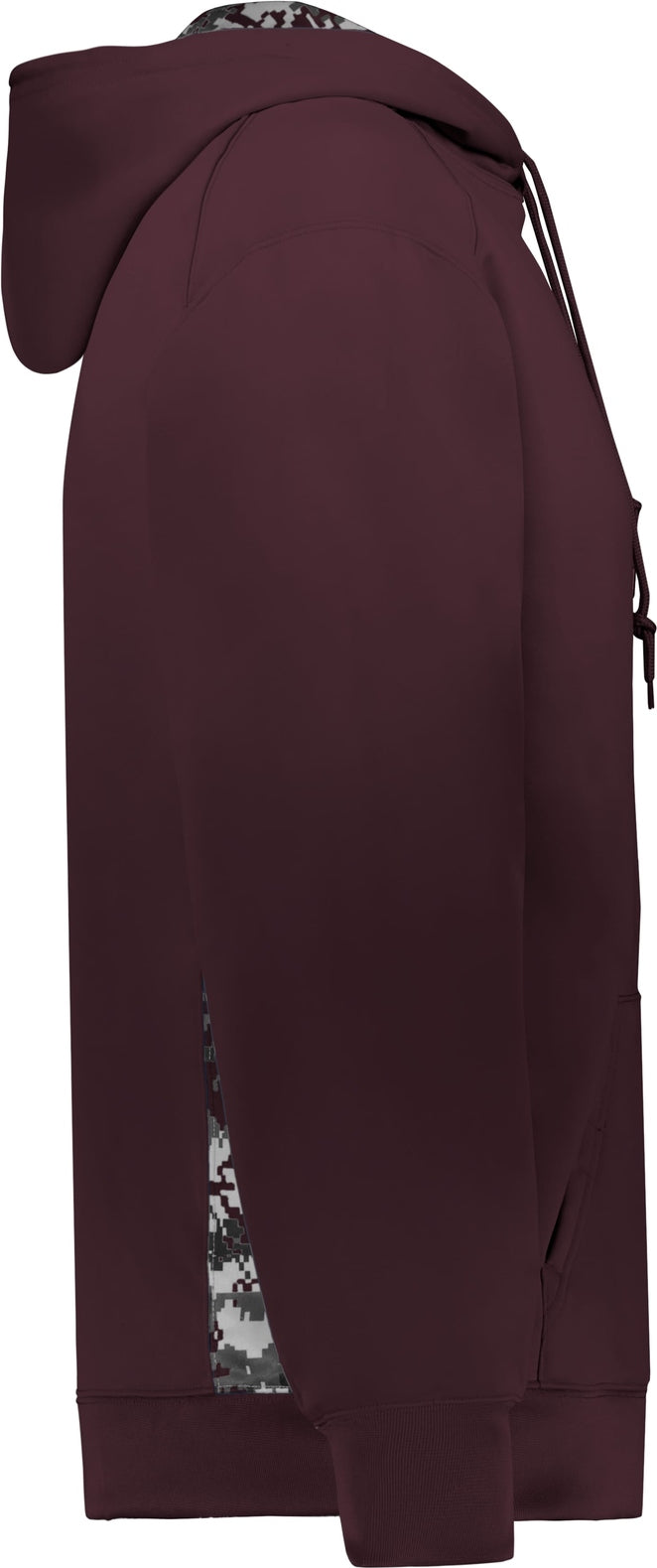 Right View of BA MAROON/MAROON DIGITAL DIGITAL COLOR BLOCK HOODIE