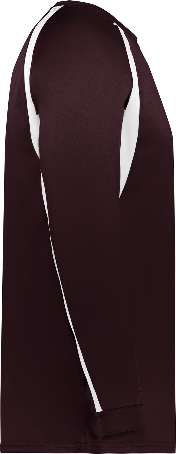 Right View of BA MAROON/WHITE HOOK L/S TEE