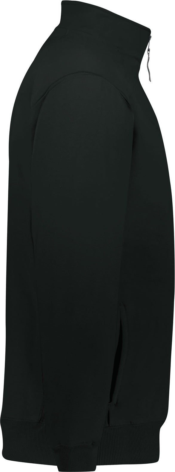 Right View of BLACK 1/4 ZIP FLEECE PULLOVER