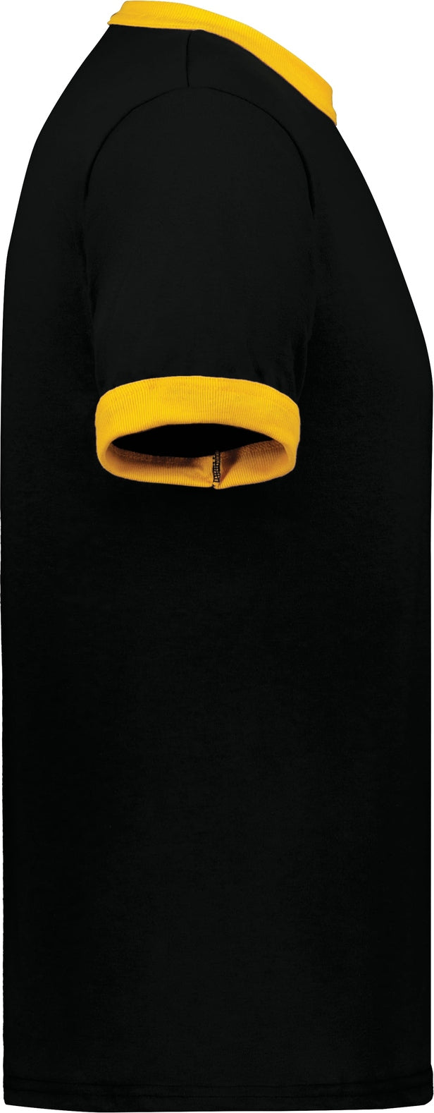 Right View of BLACK/GOLD ADULT RINGER T-SHIRT