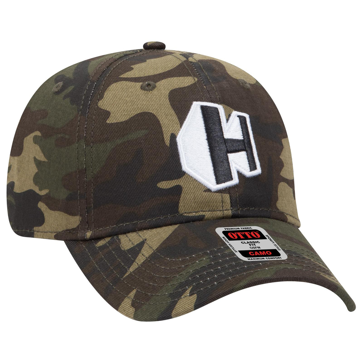 Right View of CP008 - Camo 008 OTTO CAP Camouflage 6 Panel Low Profile Baseball Cap