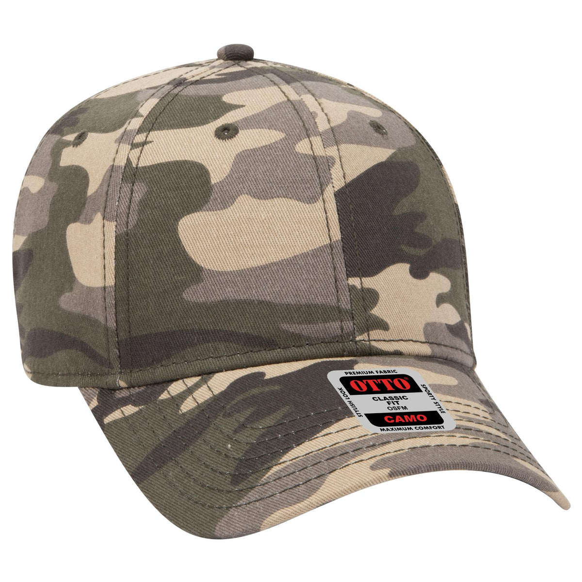 Right View of CP010 - Camo 010 OTTO CAP Camouflage 6 Panel Low Profile Baseball Cap