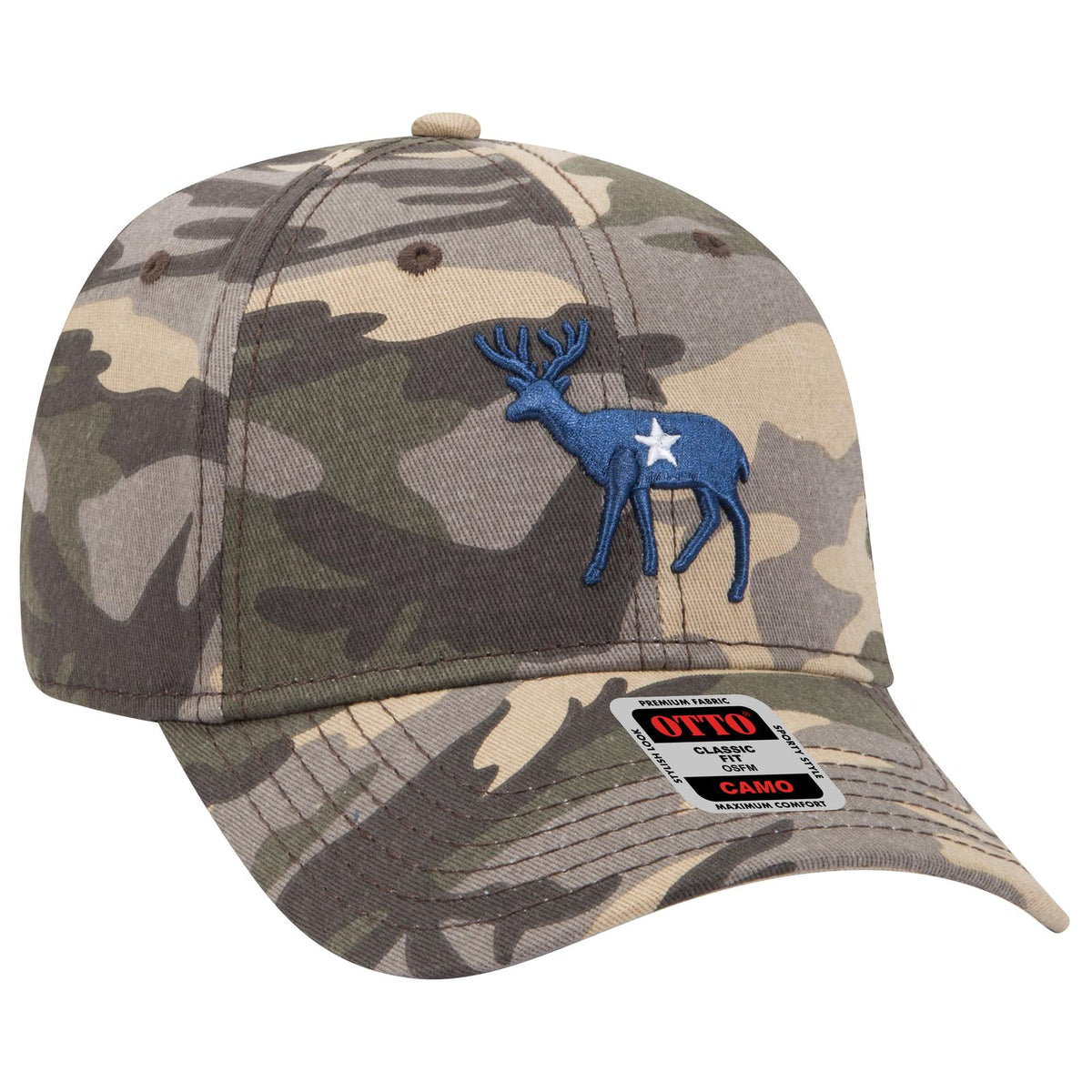 Right View of CP010 - Camo 010 OTTO CAP Camouflage 6 Panel Low Profile Baseball Cap