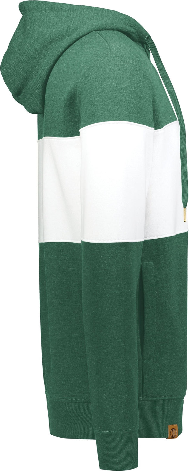 Right View of DARK GREEN HEATHER/WHITE ALL-AMERICAN HOODIE