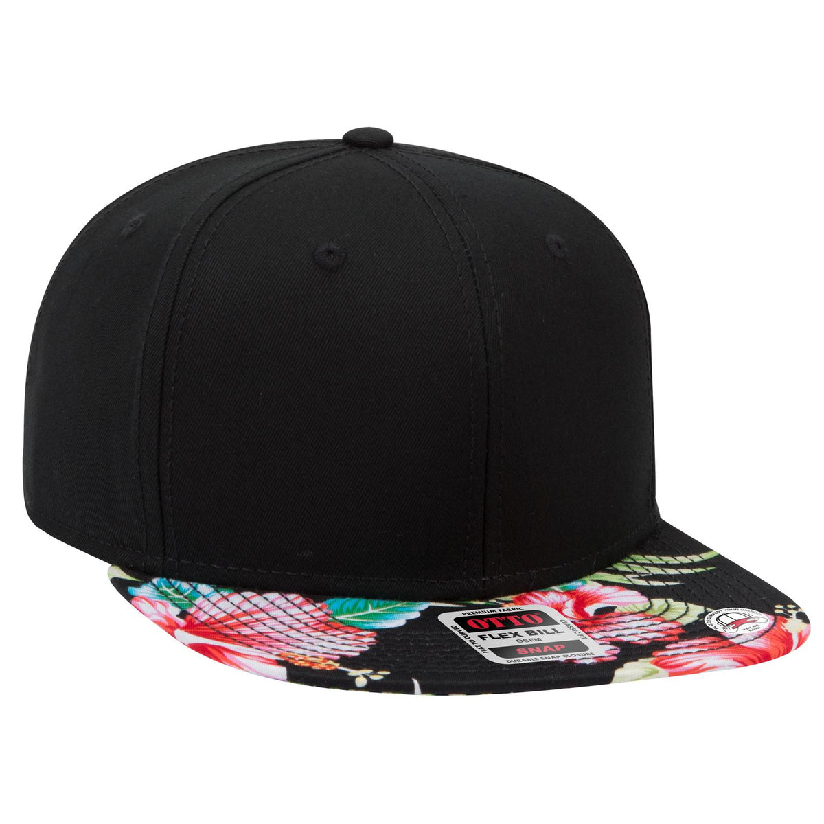 Right View of HP010303 - Design001/Blk/Blk OTTO CAP “OTTO SNAP” 6 Panel Pro Style Snapback Hat