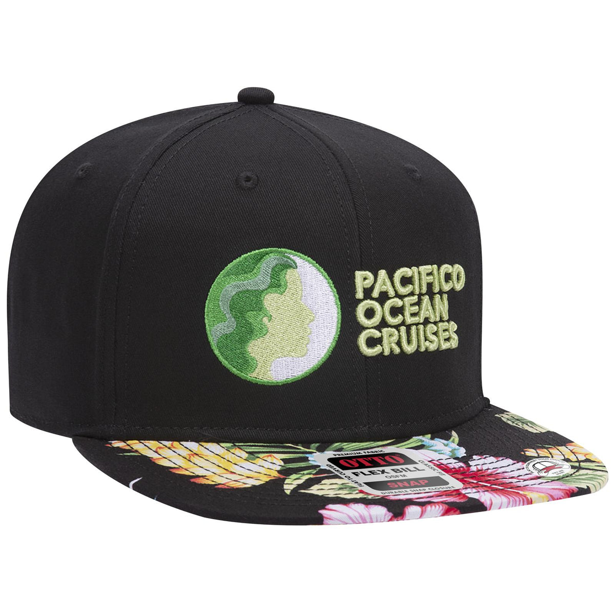 Right View of HP010303 - Design001/Blk/Blk OTTO CAP “OTTO SNAP” 6 Panel Pro Style Snapback Hat