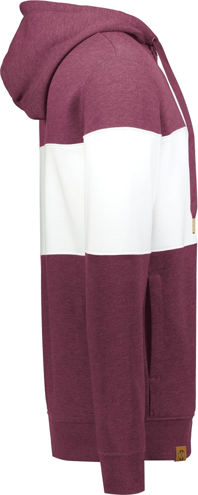 Right View of MAROON HEATHER/WHITE ALL-AMERICAN HOODIE