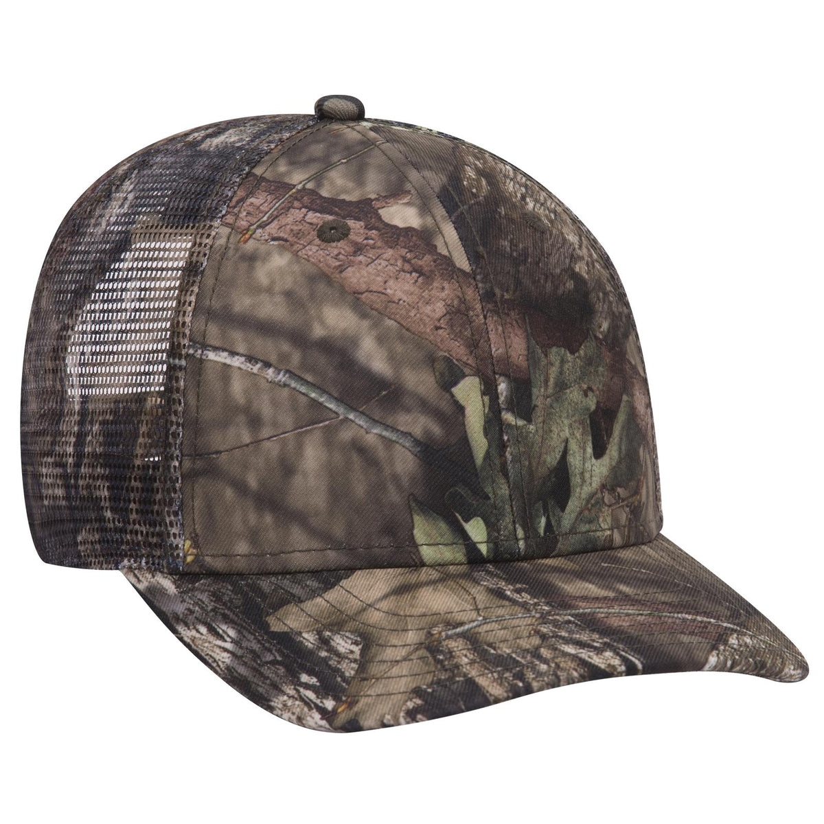 Right View of MO2 - Break Up Country OTTO CAP Mossy Oak Camouflage Superior Polyester Twill 6 Panel Low Profile Mesh Back Trucker Hat