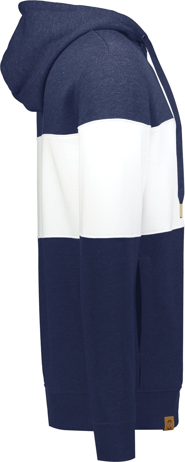 Right View of NAVY HEATHER/WHITE ALL-AMERICAN HOODIE