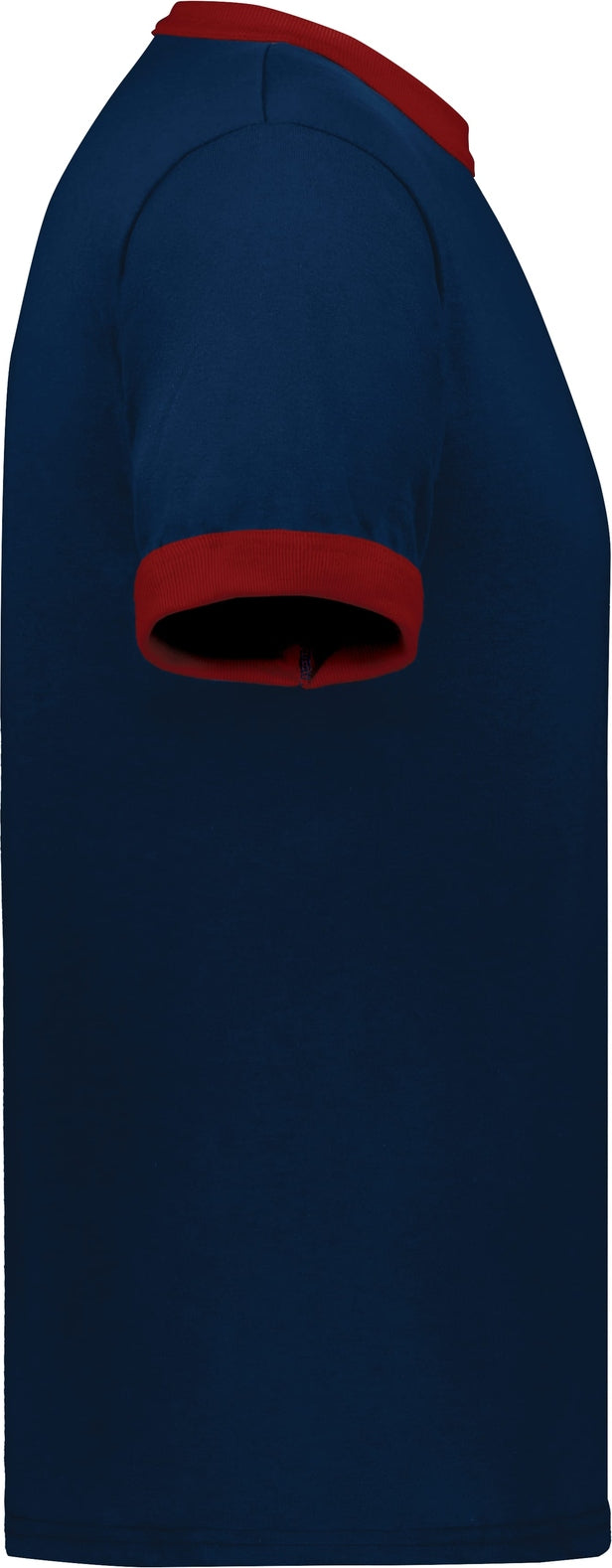 Right View of NAVY/RED ADULT RINGER T-SHIRT