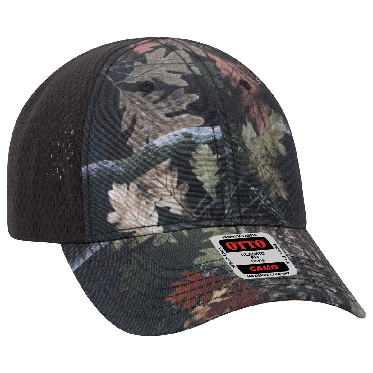 Right View of NP0303 - Blk/Blk OTTO CAP Camouflage 6 Panel Low Profile Baseball Cap