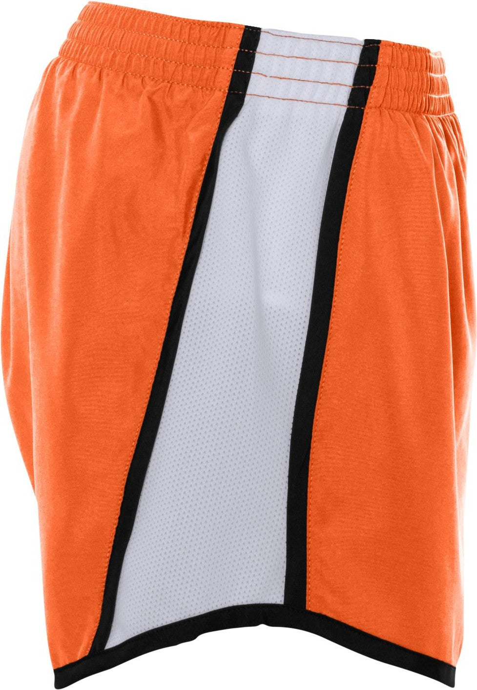 Right View of ORANGE/WHITE/BLACK LDS JR FIT PULSE TEAM SHORT