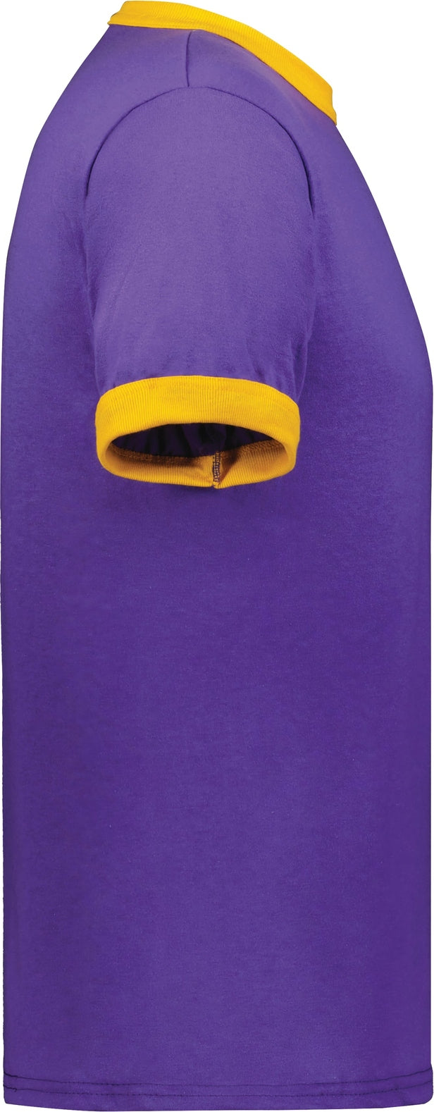 Right View of PURPLE/GOLD ADULT RINGER T-SHIRT