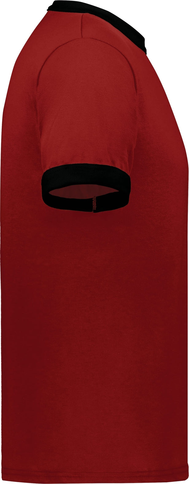 Right View of RED/BLACK ADULT RINGER T-SHIRT