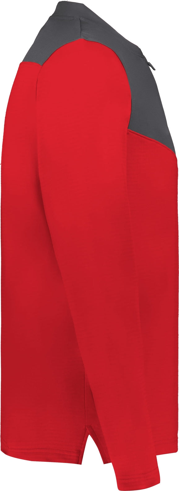 Right View of TRUE RED/STEALTH SIDELINE GRID 1/4 ZIP PULLOVER