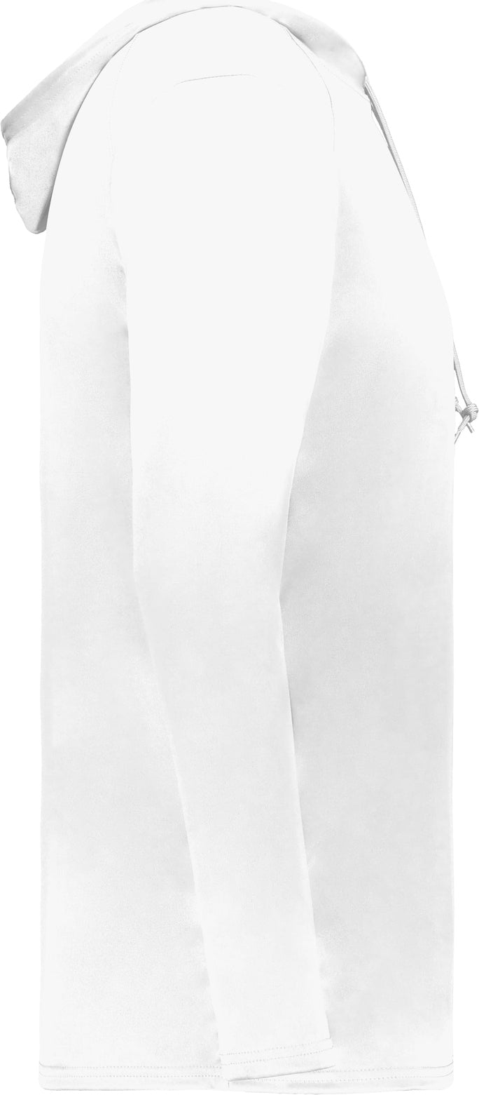 Right View of WHITE B-CORE L/S HOOD TEE
