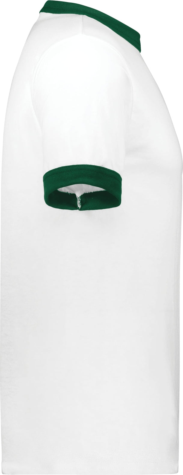 Right View of WHITE/DARK GREEN ADULT RINGER T-SHIRT