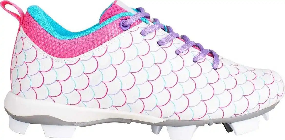 Rip it Play Ball Girls Molded Softball Cleats White Pink Purple